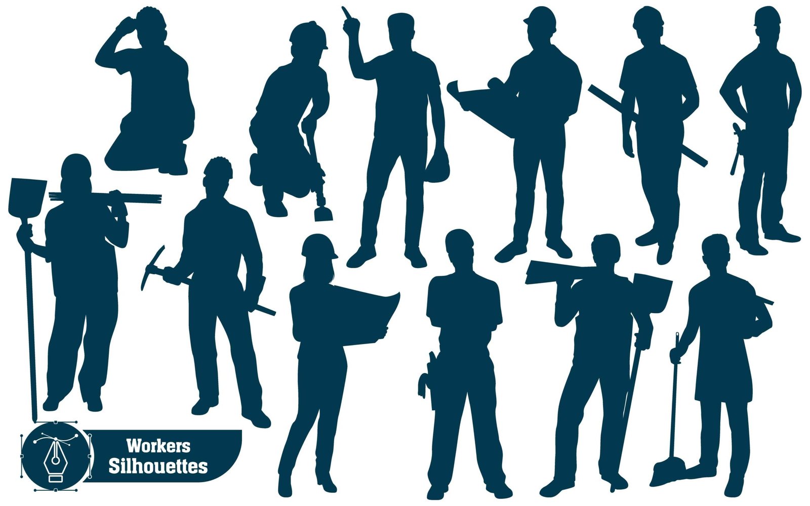 Construction Workers or Labor silhouettes vector illustration
